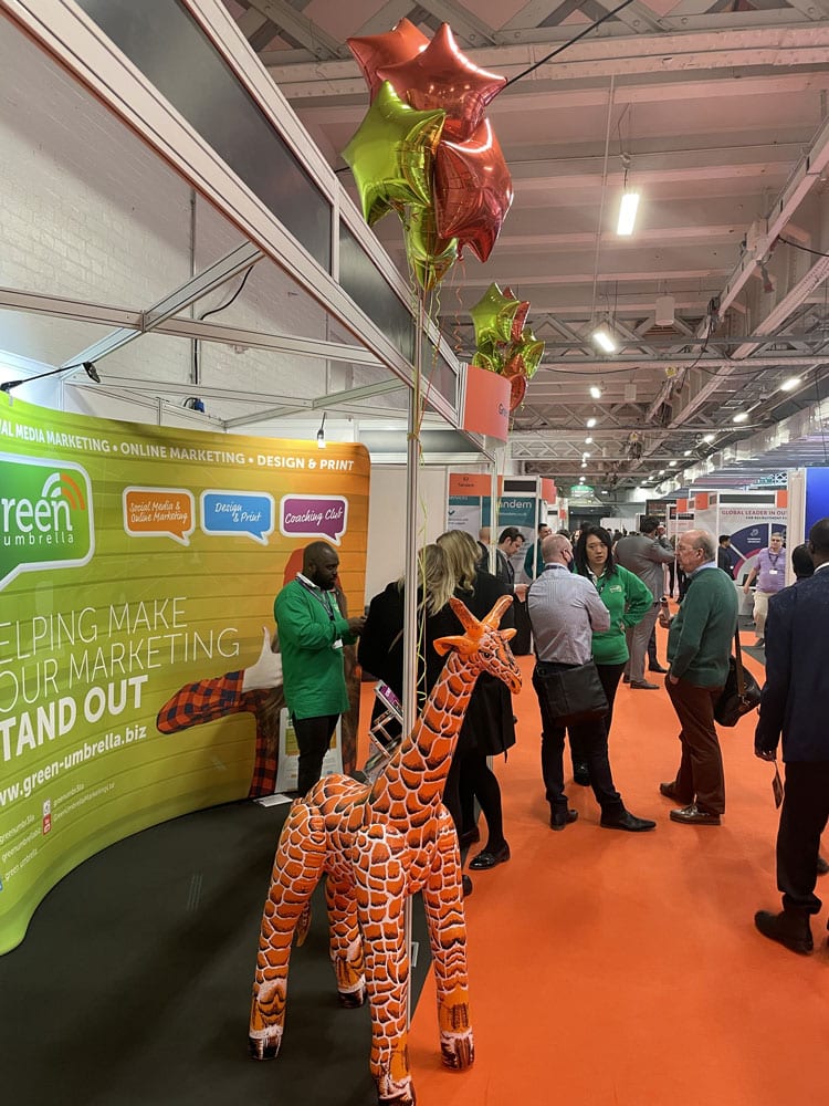 The Green Umbrella Marketing Stand at Recruitment Agency Expo in London