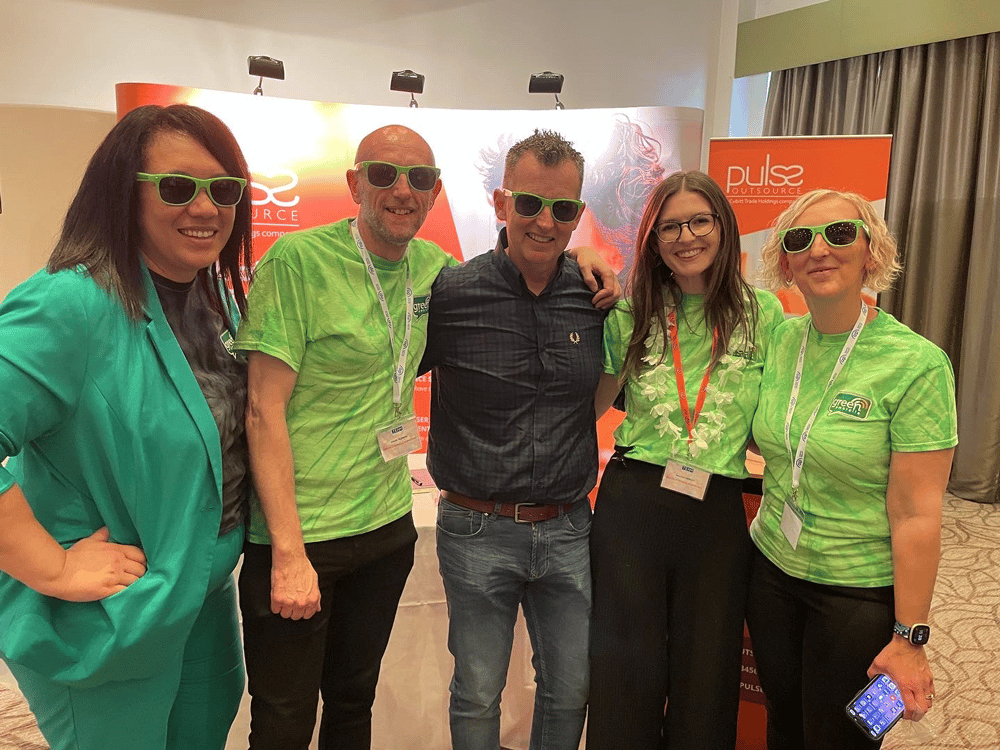 The Green Umbrella Marketing Team with Nigel Owens at Whittlebury Hall for the TEAM Conference and Exhibition
